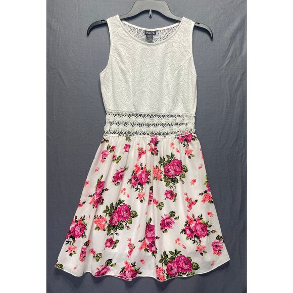 Rue21 | Dresses | Rue2 Pink Rose Floral Skater Dress Cottagecore ...